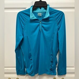 Athleta Blue Long Sleeve Intrepid Sun Shield Quarter Zip Jacket Women Size L